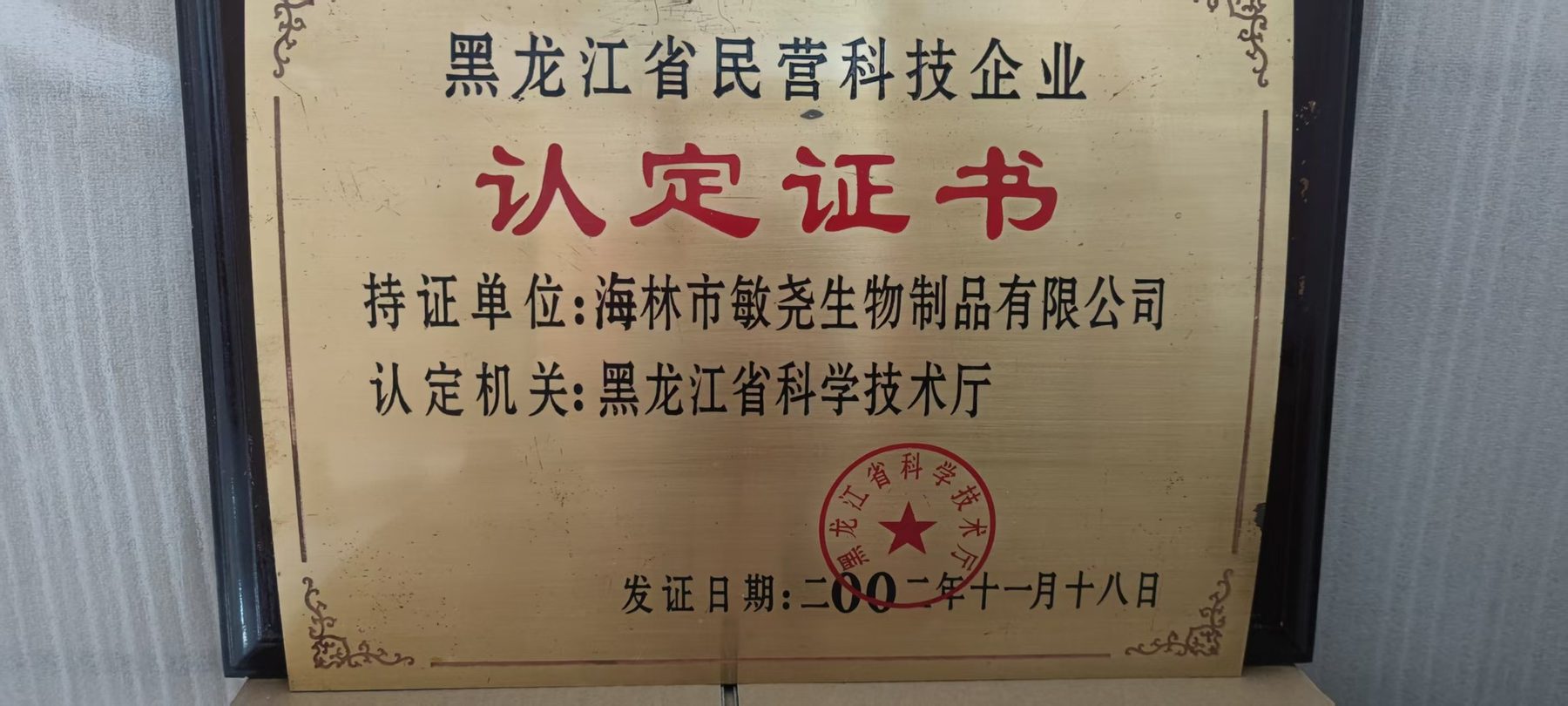 民营科技企业认定证书