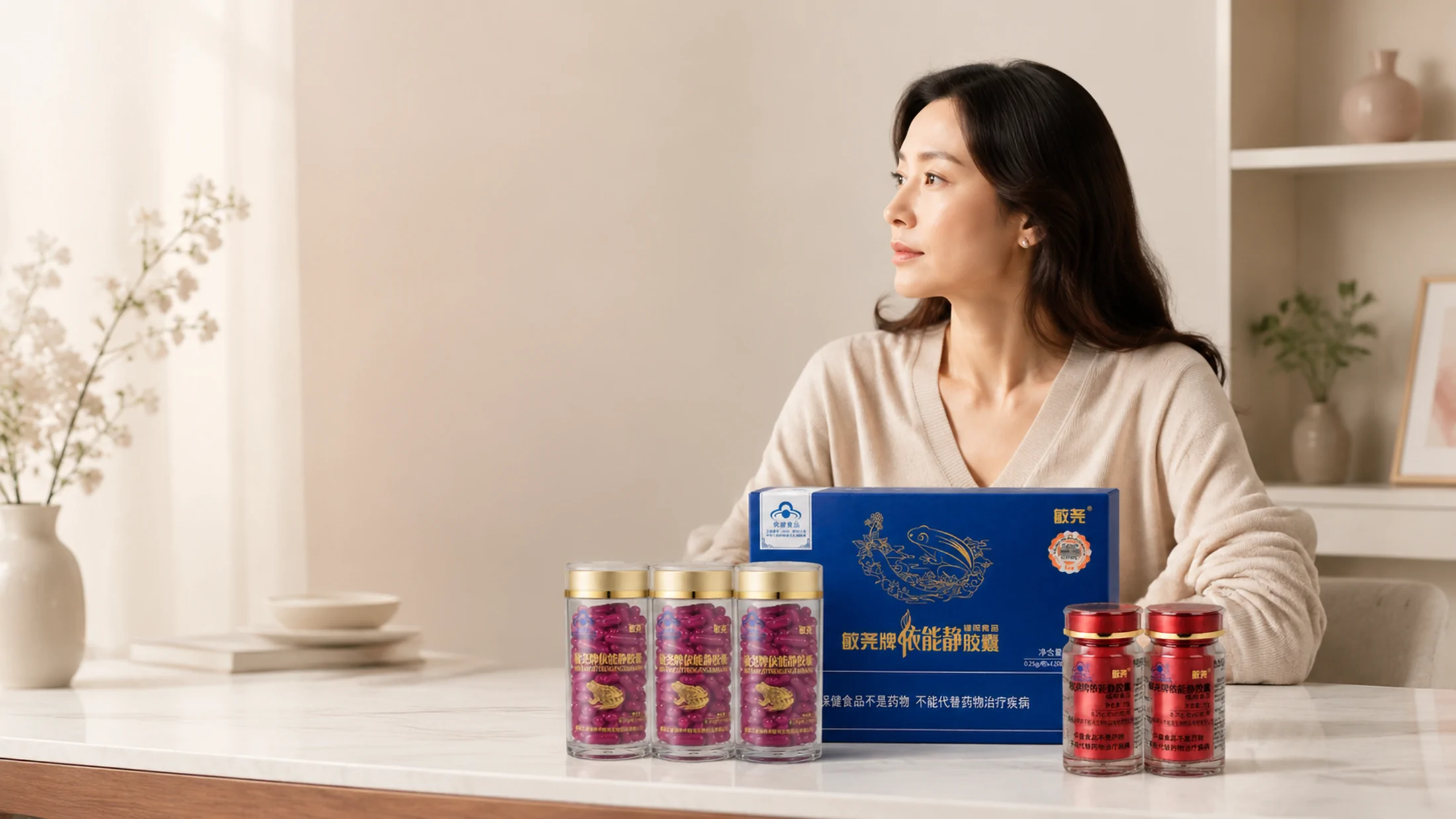 女性与依能静产品的生活场景
